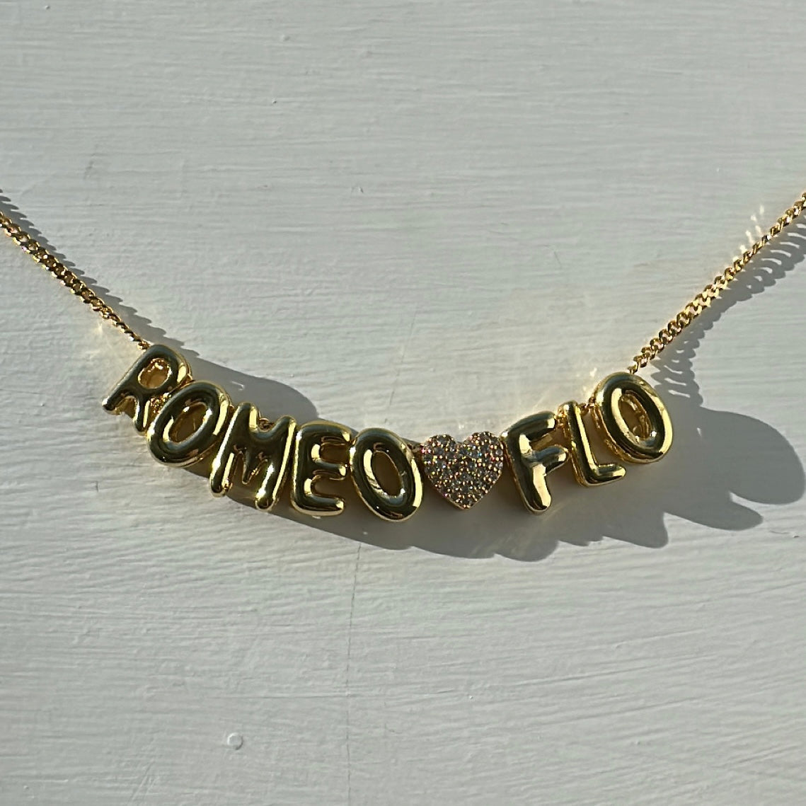 Mini Double Bubble Necklace with diamanté heart