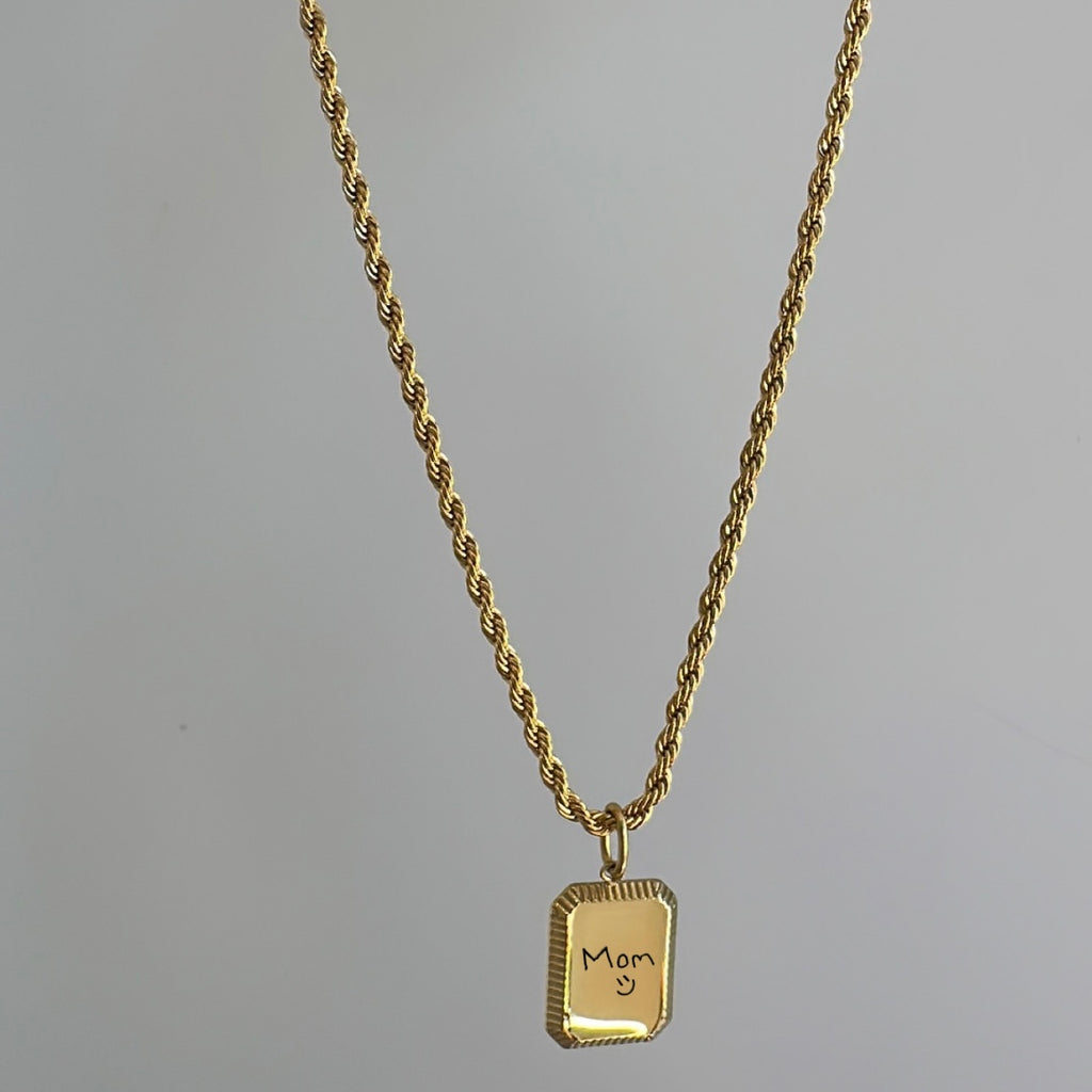 Engraved Rectangle Necklace