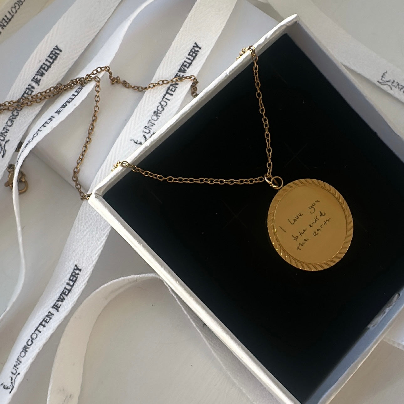 Engravable Rope Edge Disc Necklace