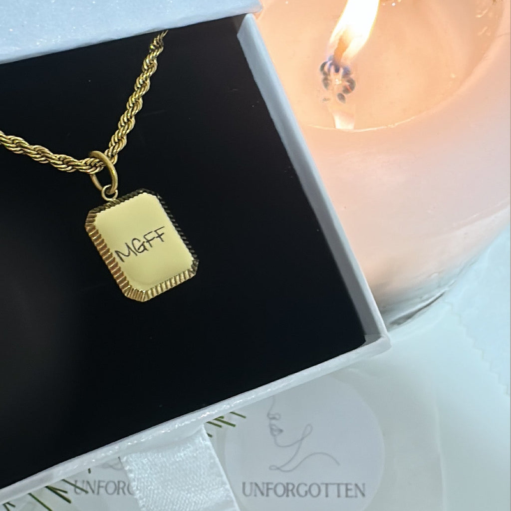 Engraved Rectangle Necklace