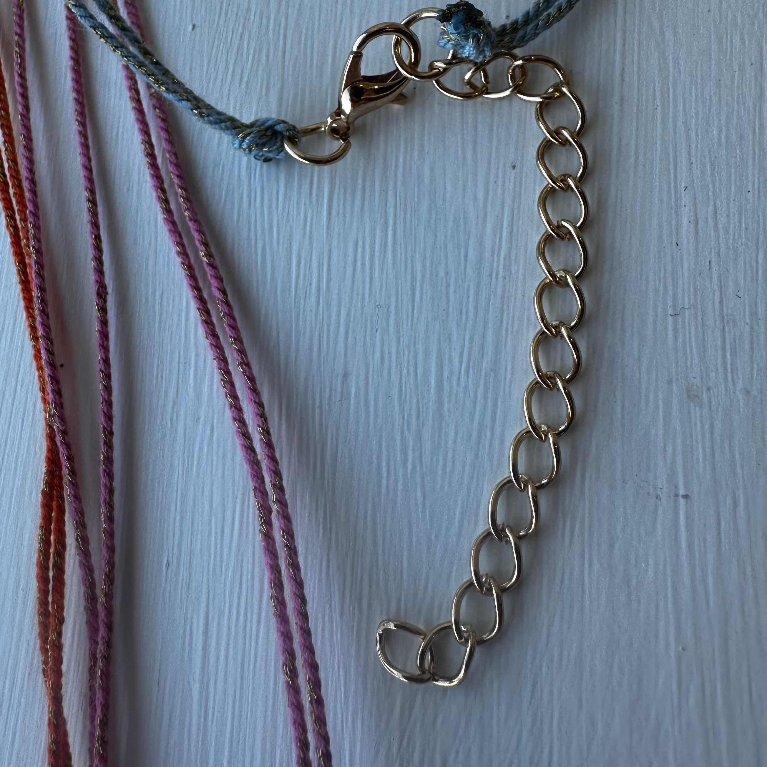 Colour threaded bubble initial necklace