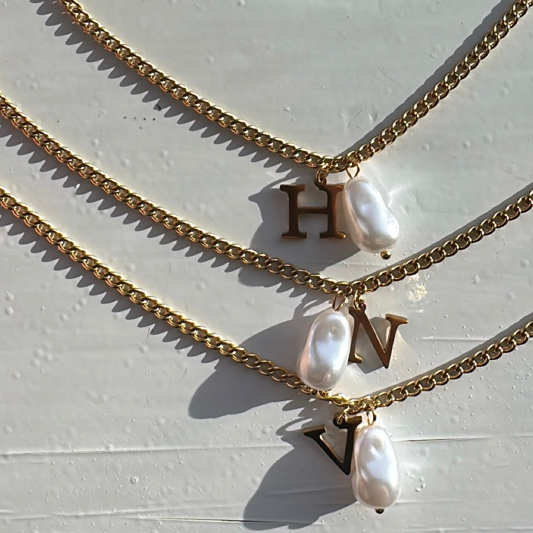 Pearl Initial Necklace