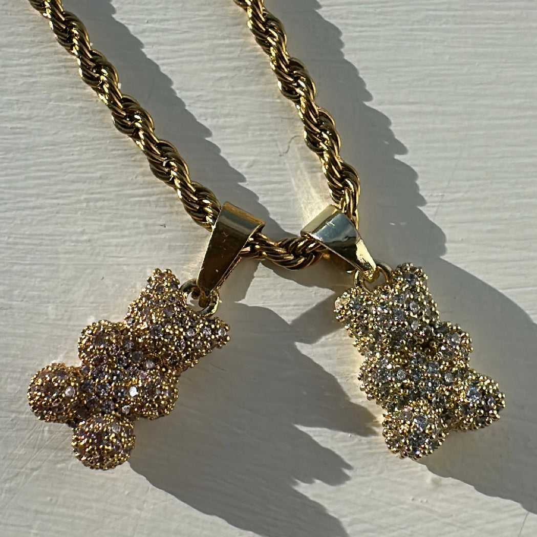 Diamanté bear rope chain