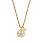 Diamanté double up smiley necklace