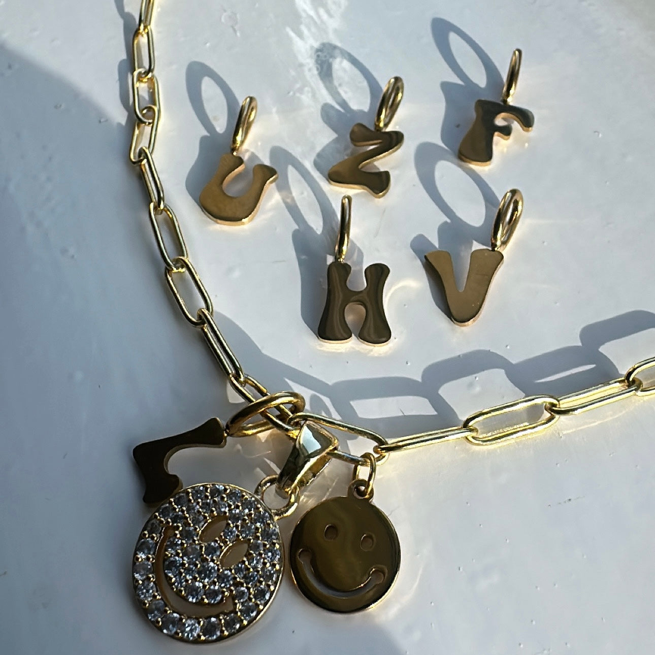 Double Smiley charm Necklace