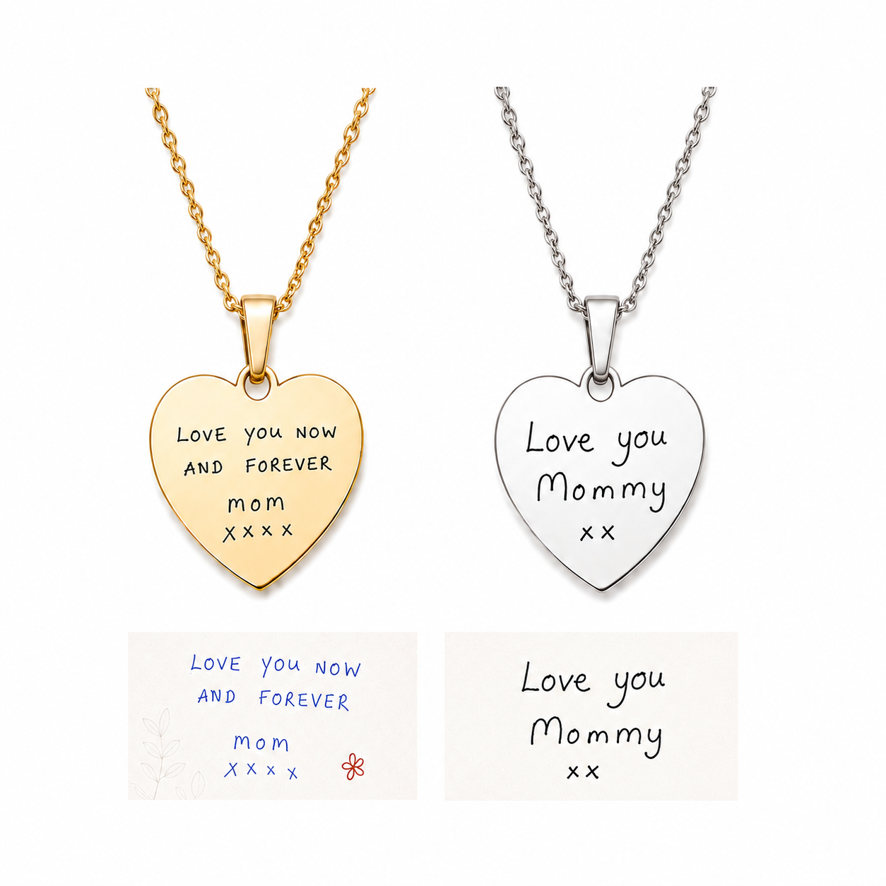 Engraved Classic Heart Pendant Necklace