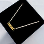 Engraved diamanté necklace