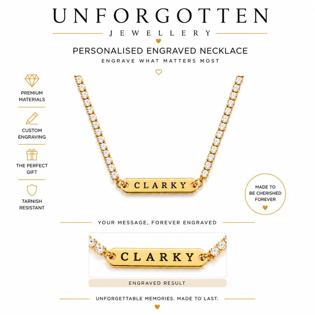 Engraved diamanté necklace