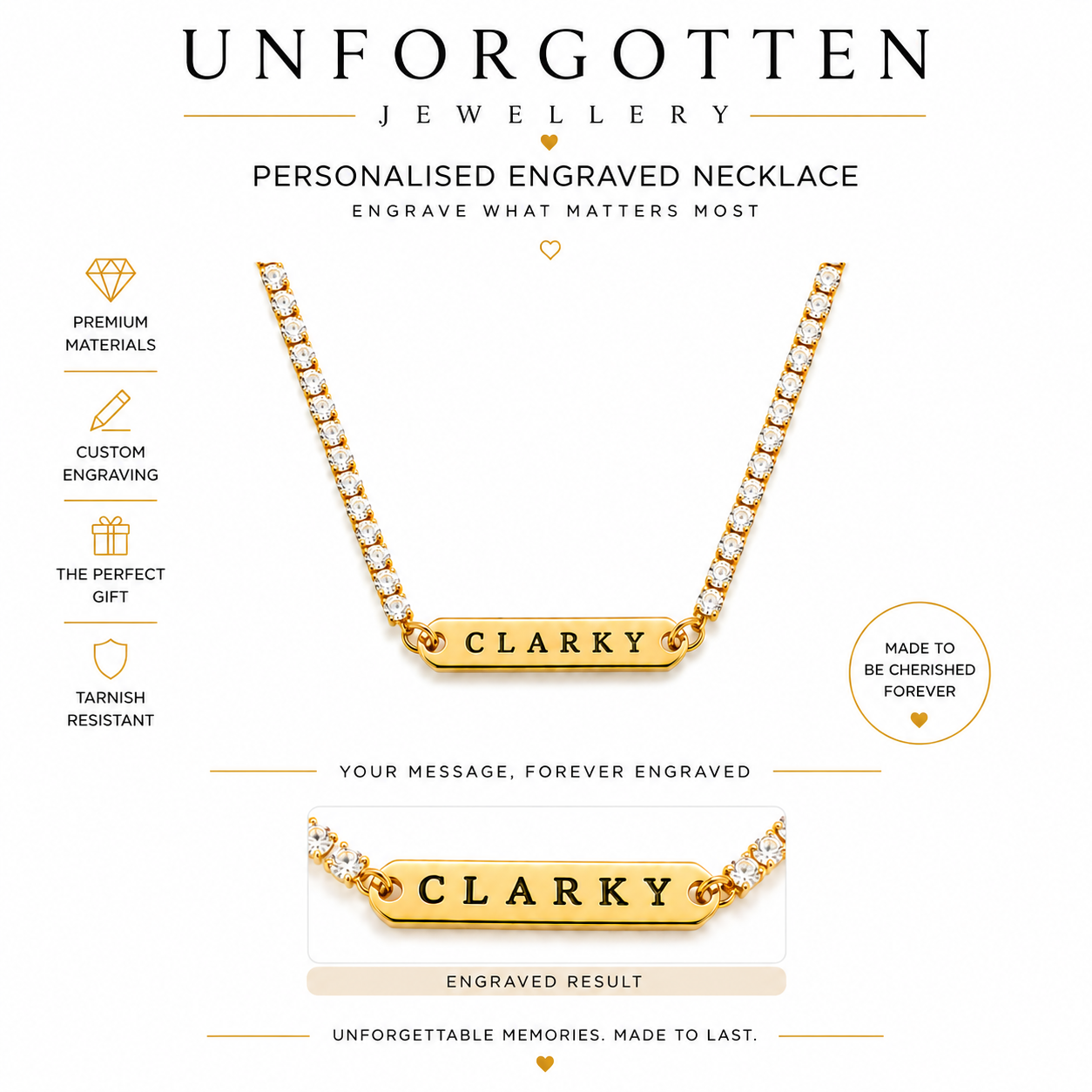 Engraved diamanté necklace