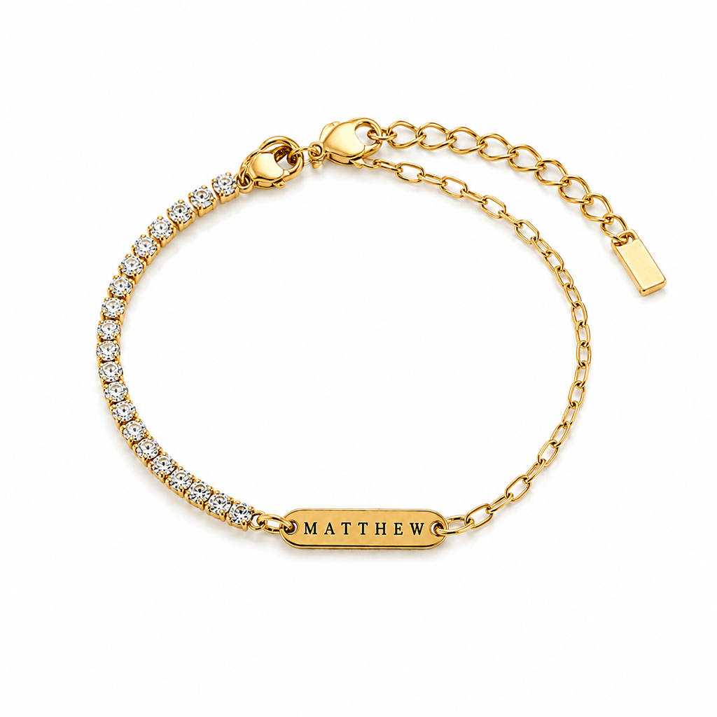 Engraved Diamanté link bracelet
