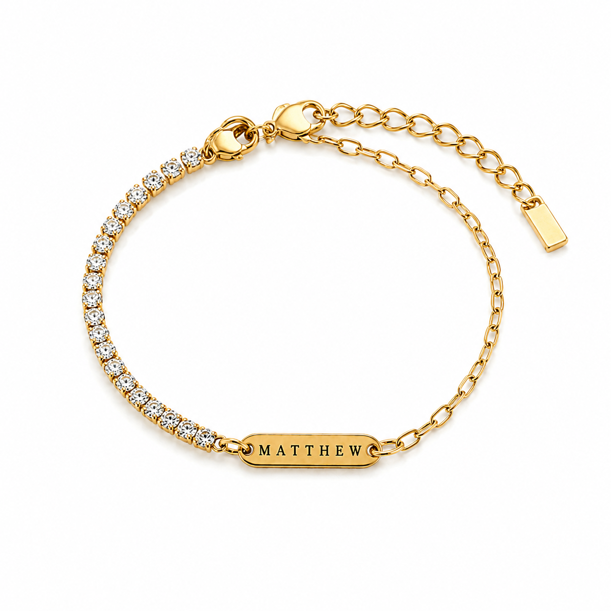 Engraved Diamanté link bracelet
