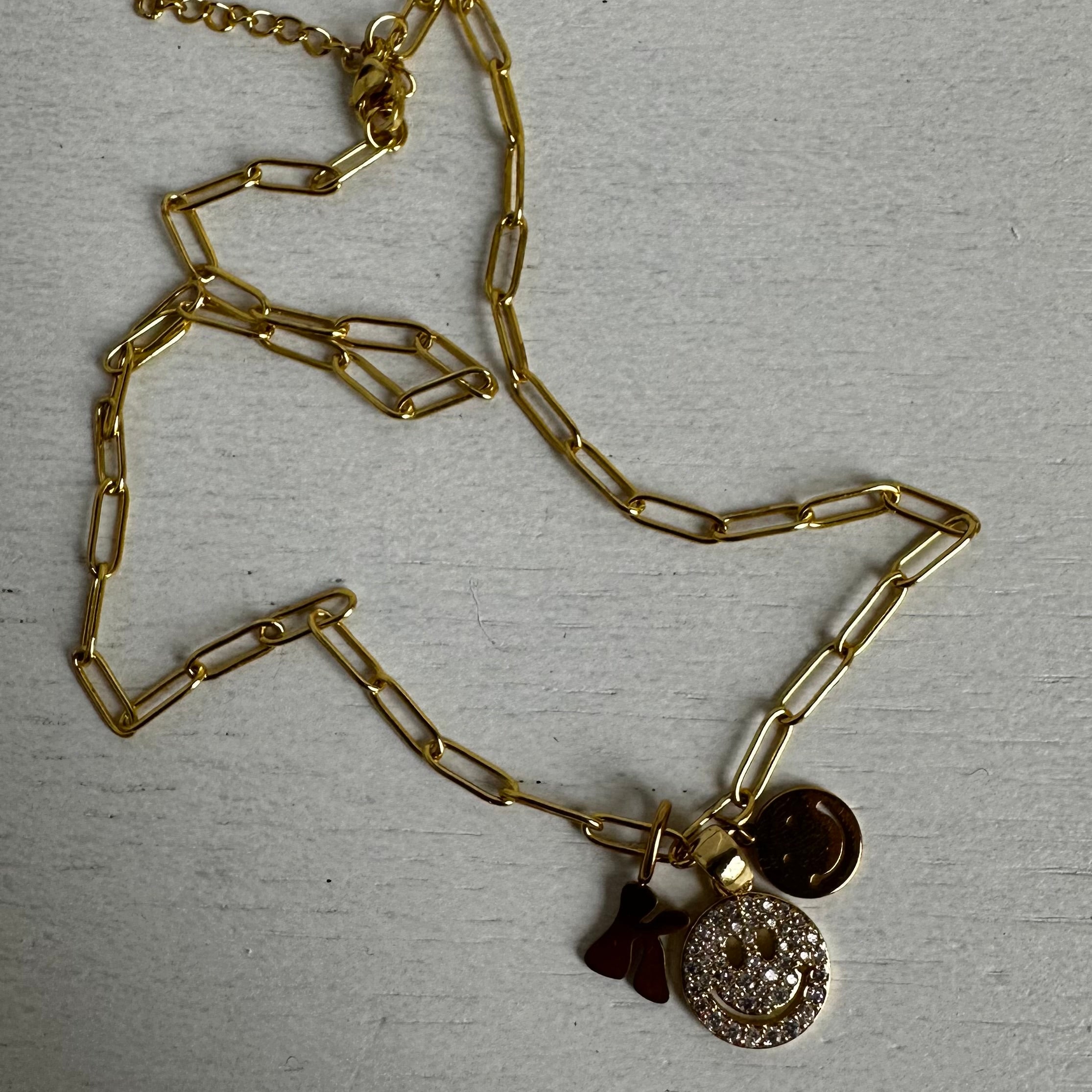 Double Smiley charm Necklace