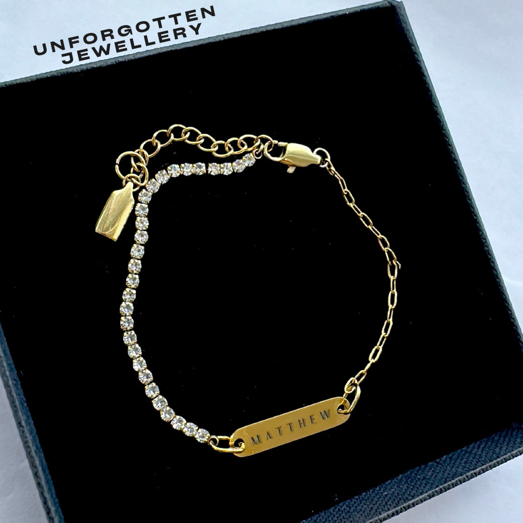 Engraved Diamanté link bracelet