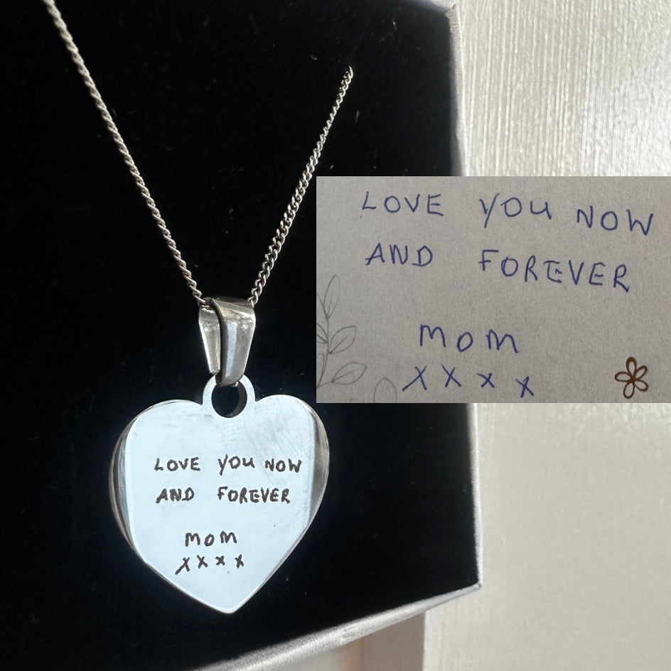 Engraved Classic Heart Pendant Necklace