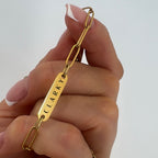 Engraved Mini Paperclip Bracelet