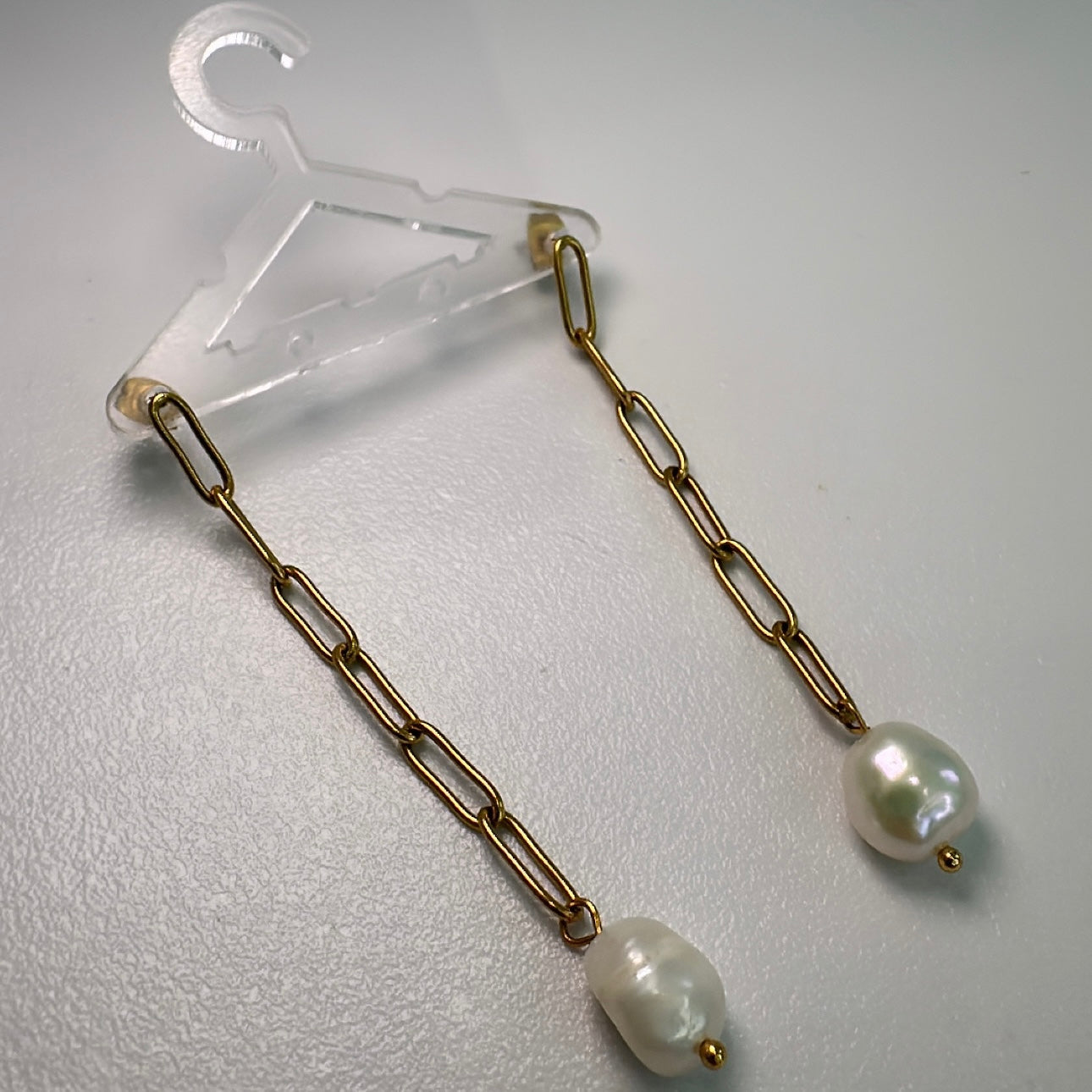 Pearl Chain Drop Earrings
