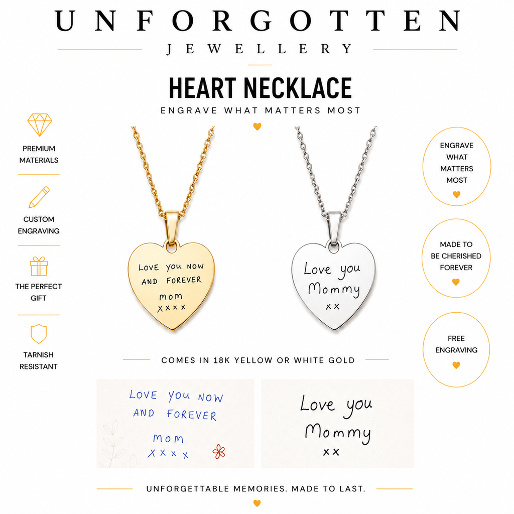 Engraved Classic Heart Pendant Necklace