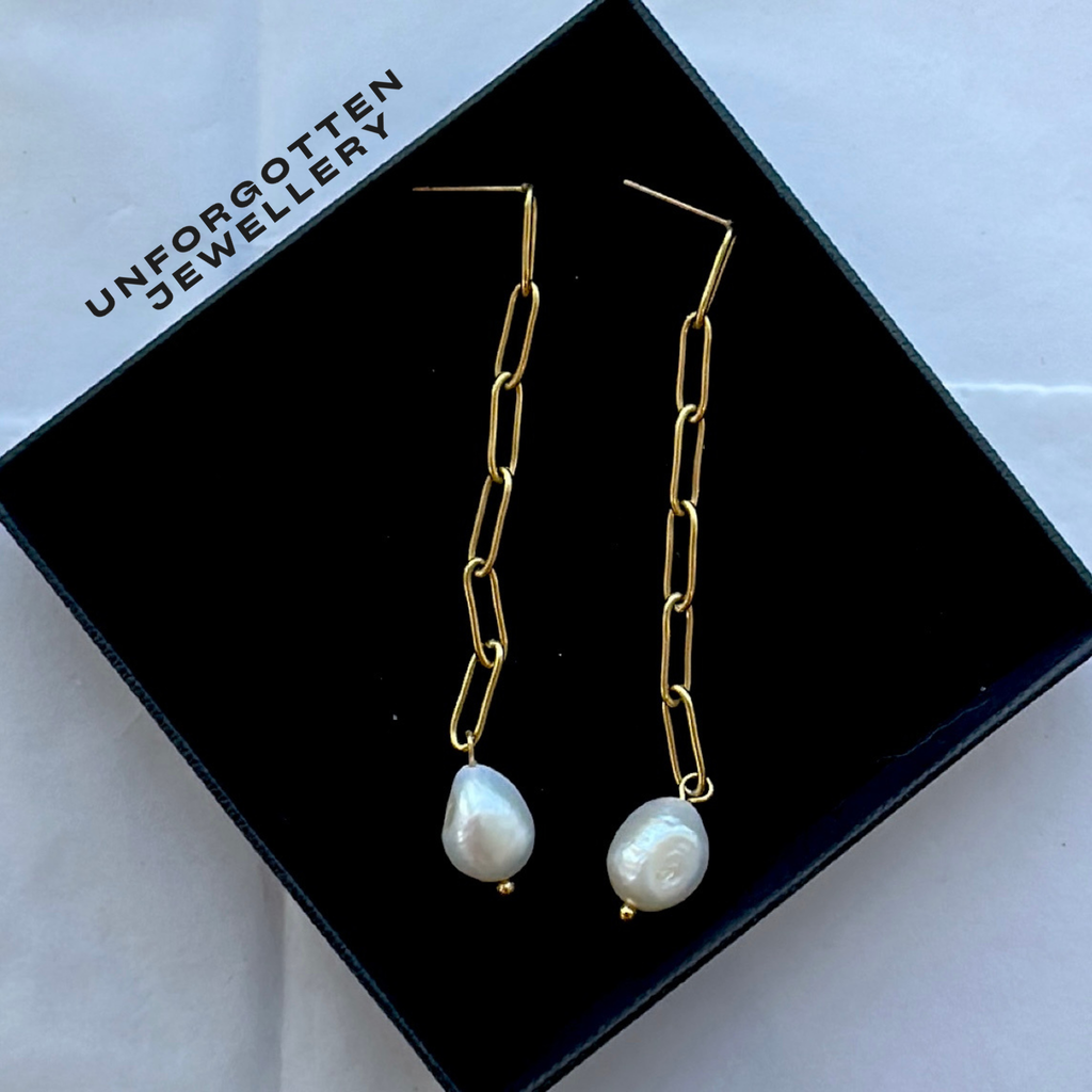 Pearl Chain Drop Earrings