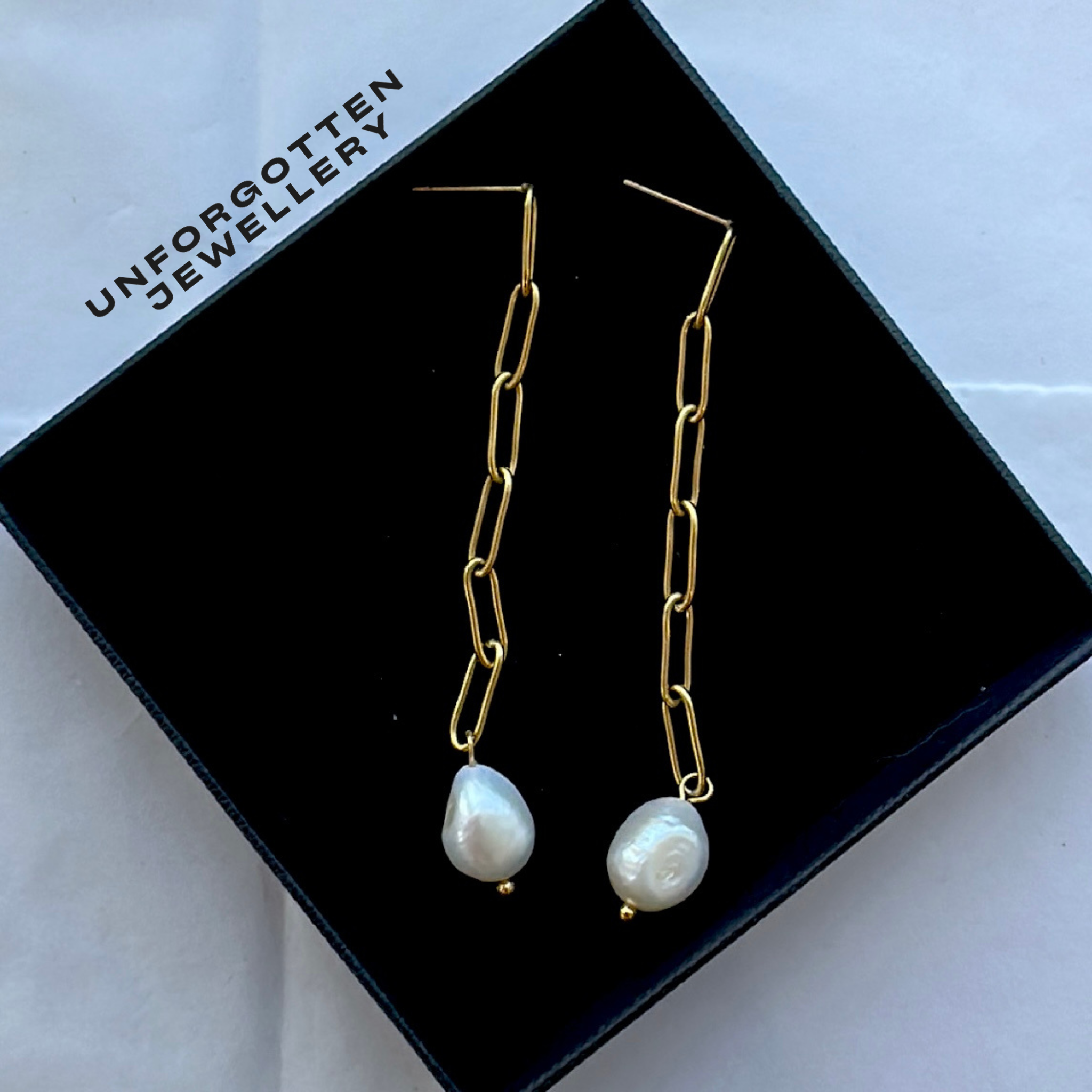 Pearl Chain Drop Earrings