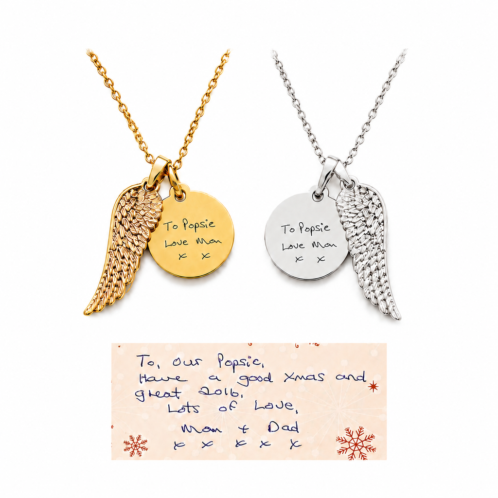 Engraved Angel Wing Necklace