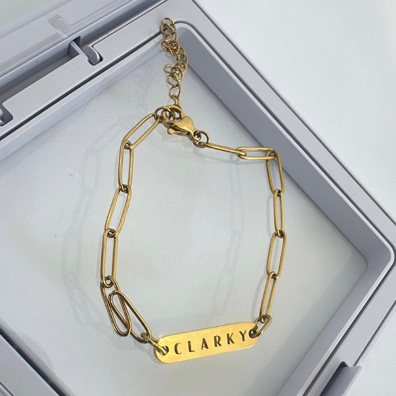 Engraved Mini Paperclip Bracelet