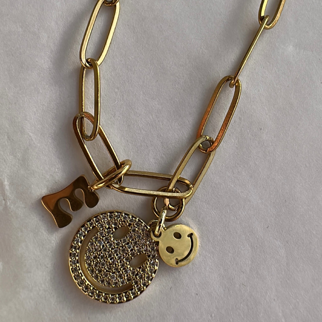 Double Smiley charm Necklace