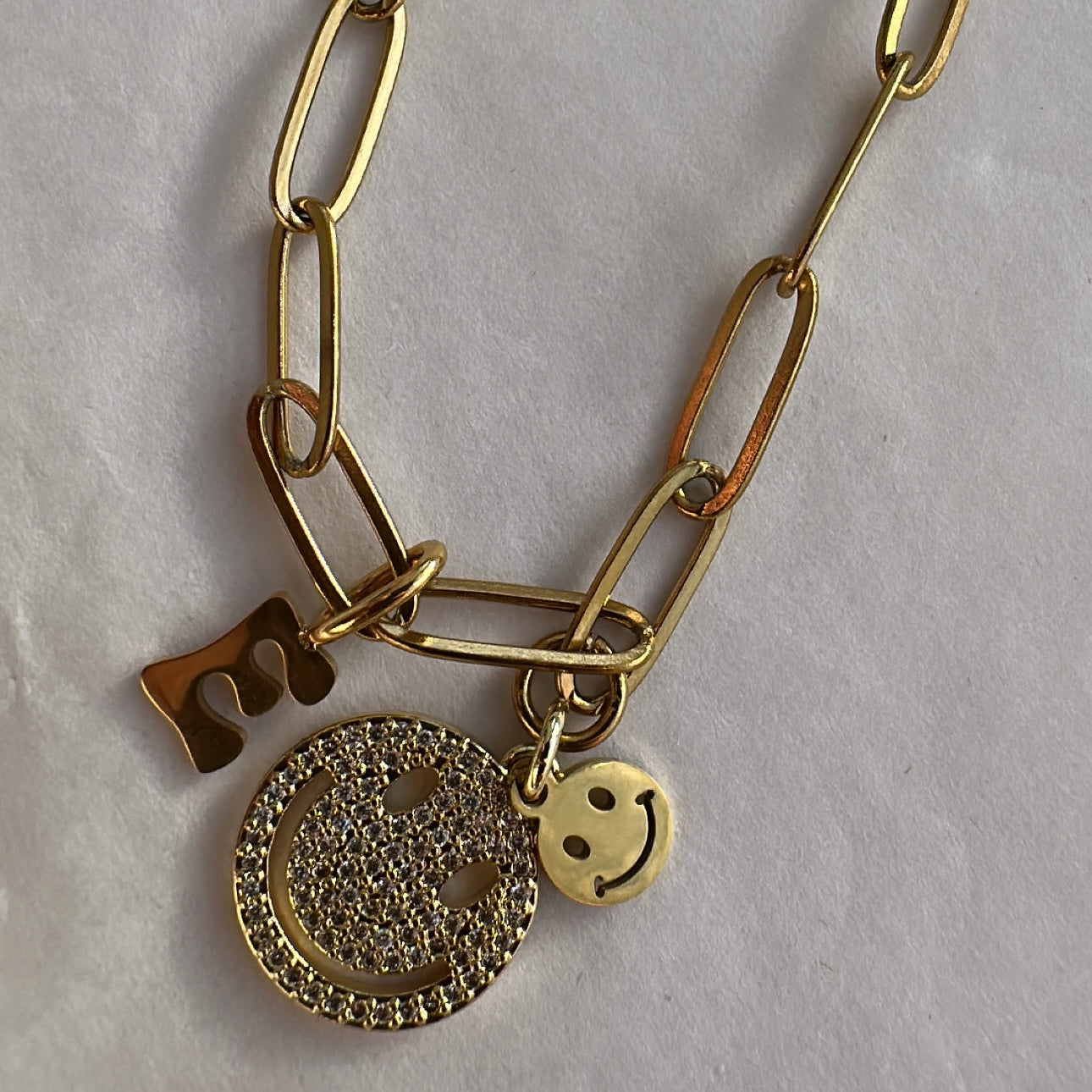 Double Smiley charm Necklace