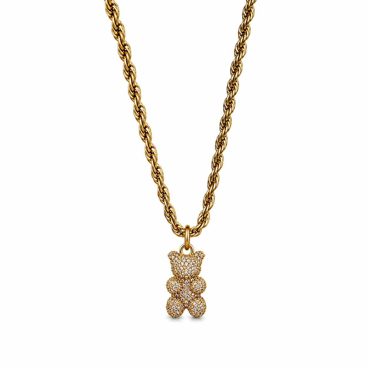Diamanté bear rope chain