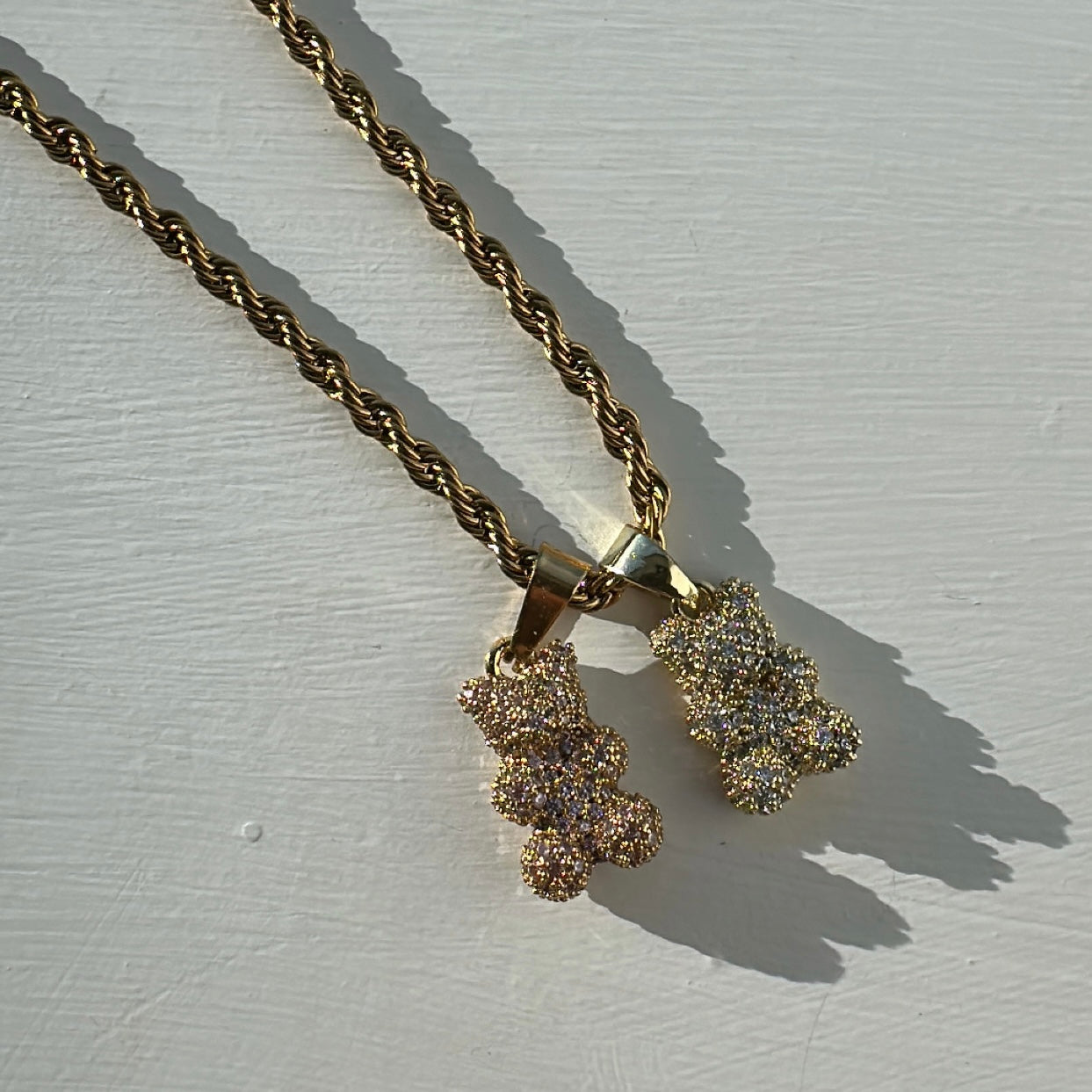 Diamanté bear rope chain
