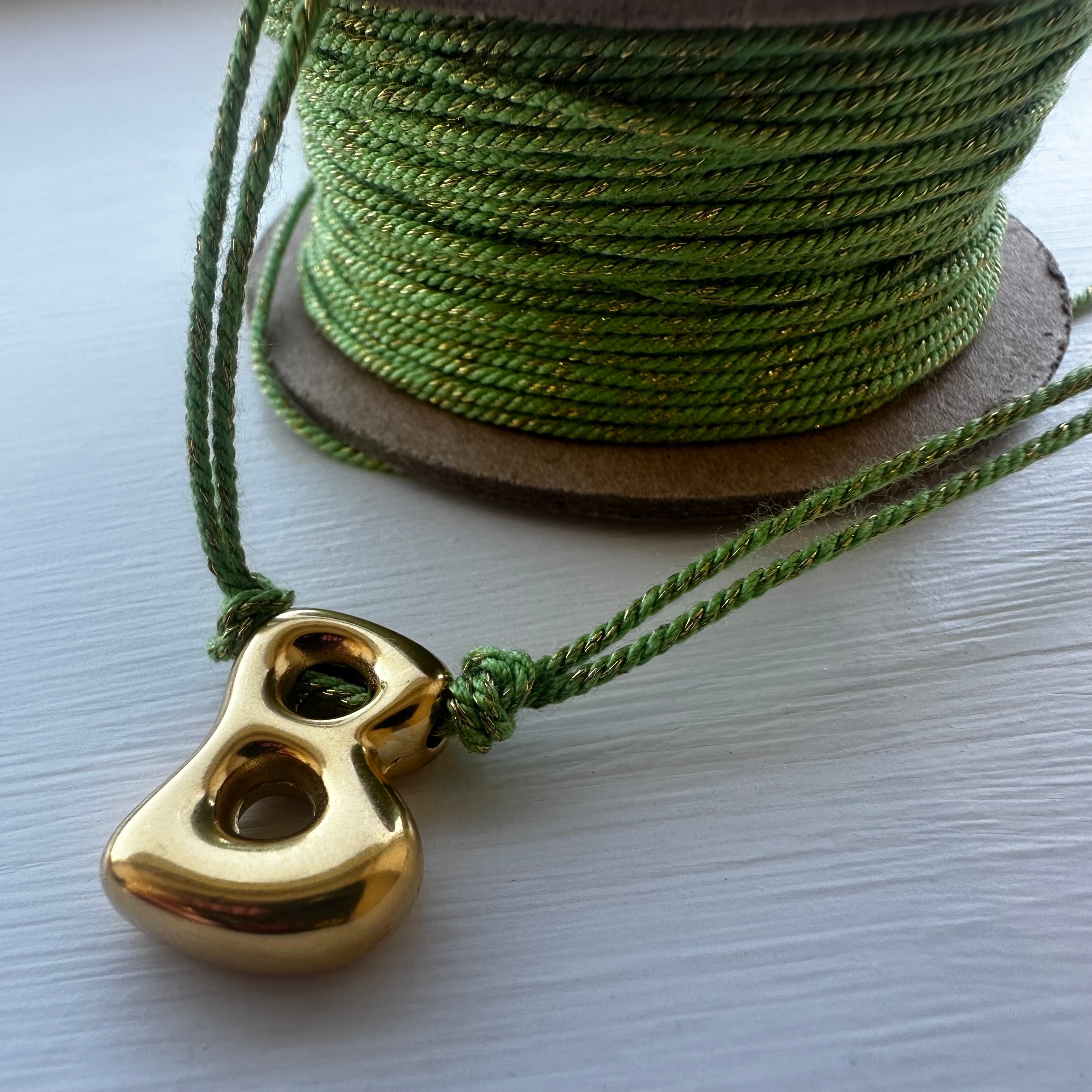 Colour threaded bubble initial necklace