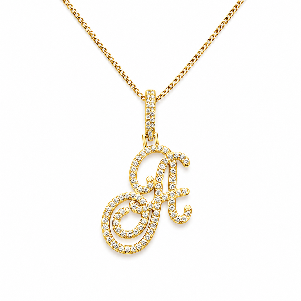 Script diamanté initial necklace