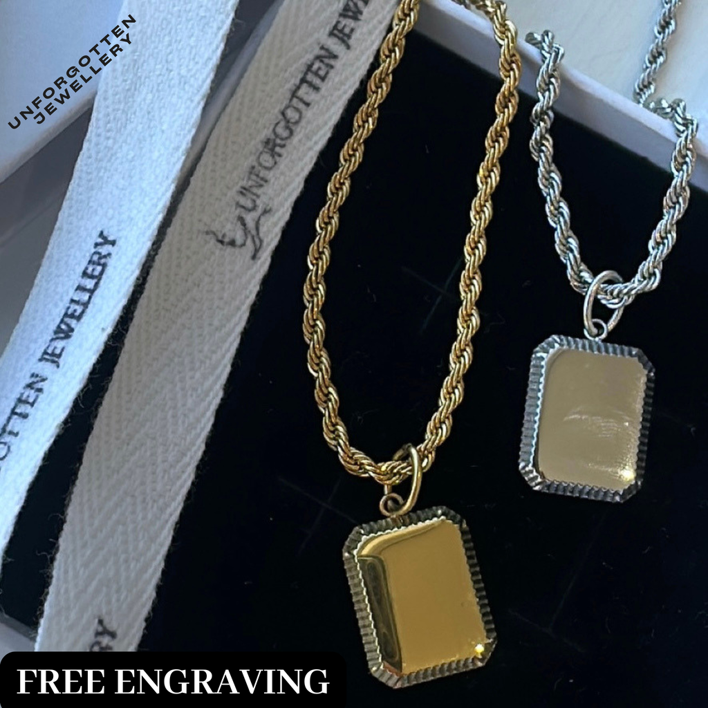 Engraved Rectangle Necklace