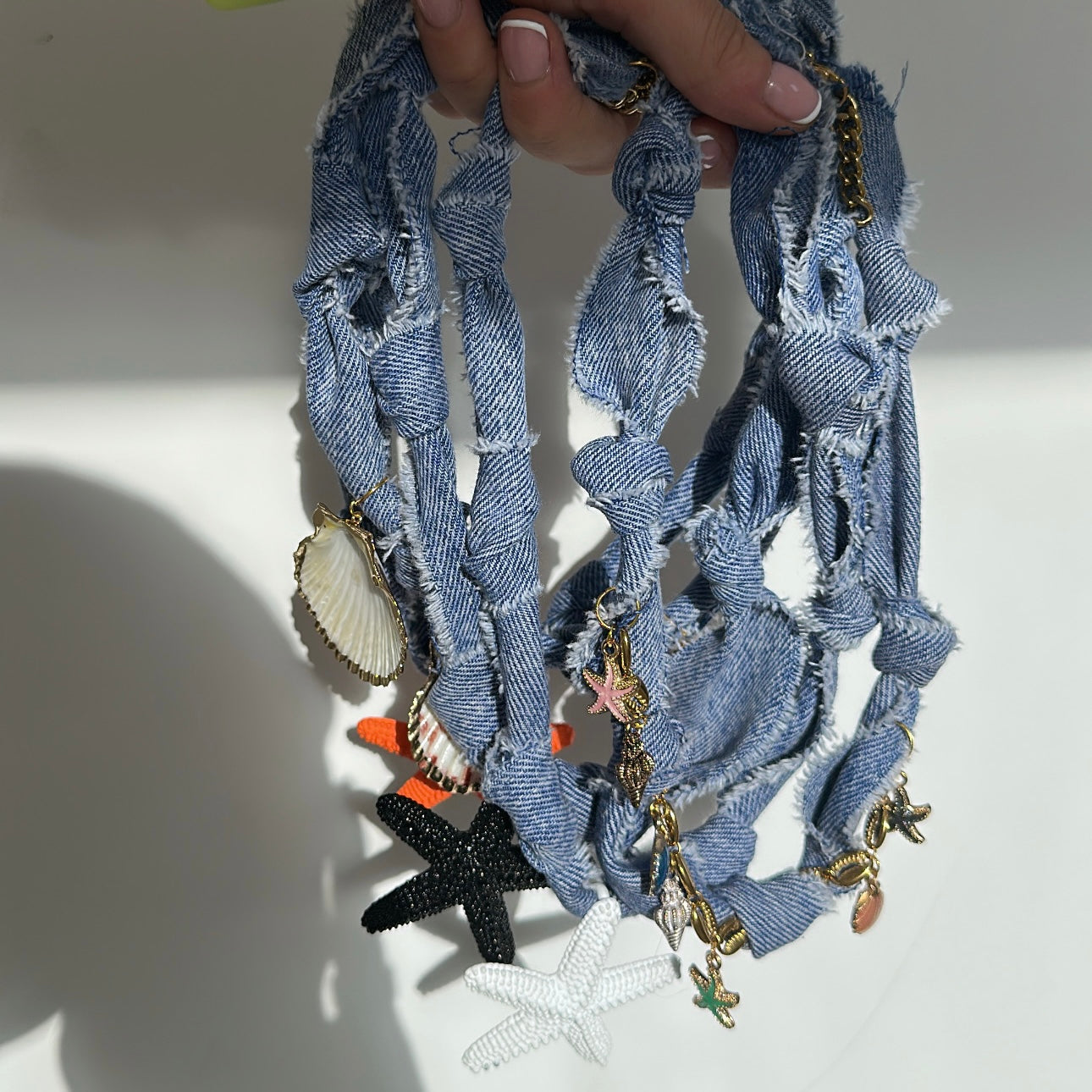 Bandana denim necklace