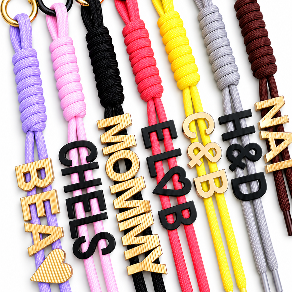Personalised chunky letter lace keyring