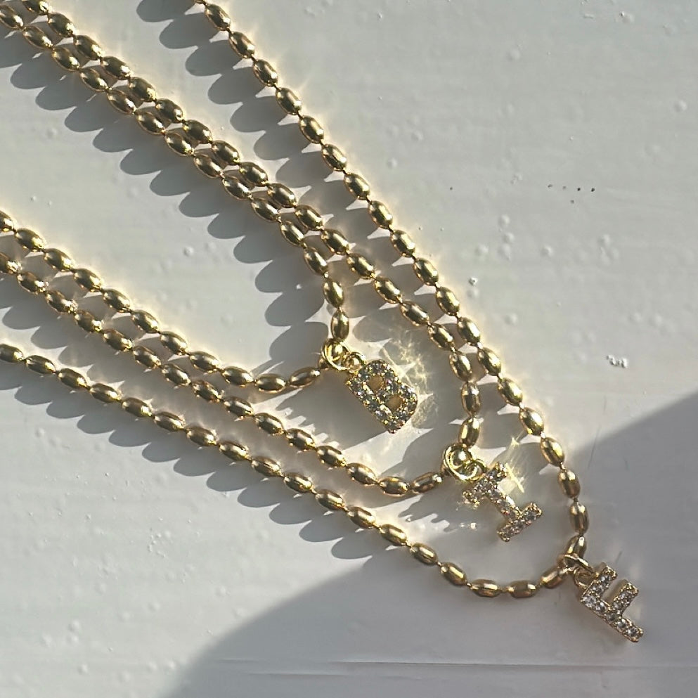 Beaded initial necklace