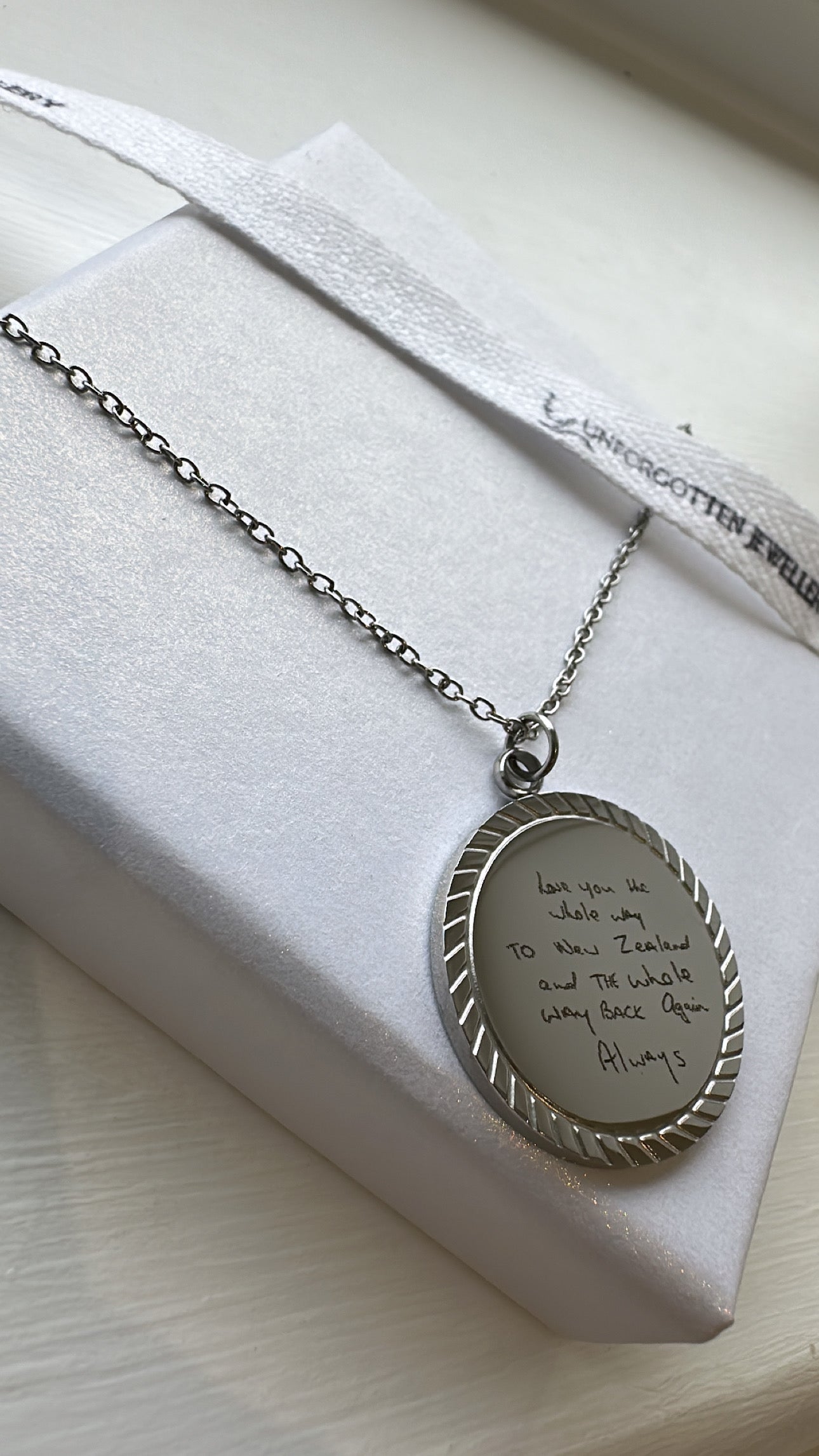 Engravable Rope Edge Disc Necklace