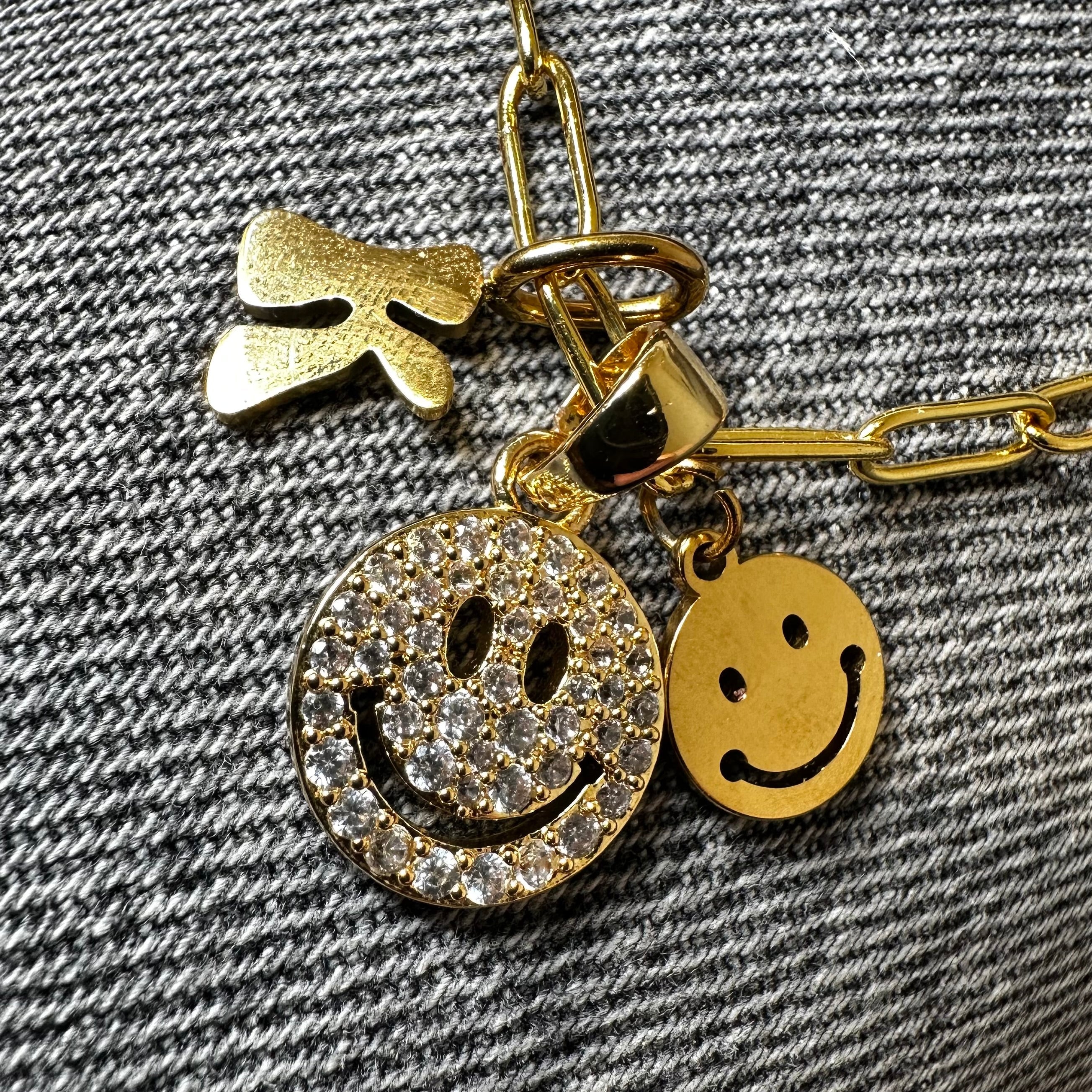 Double Smiley charm Necklace