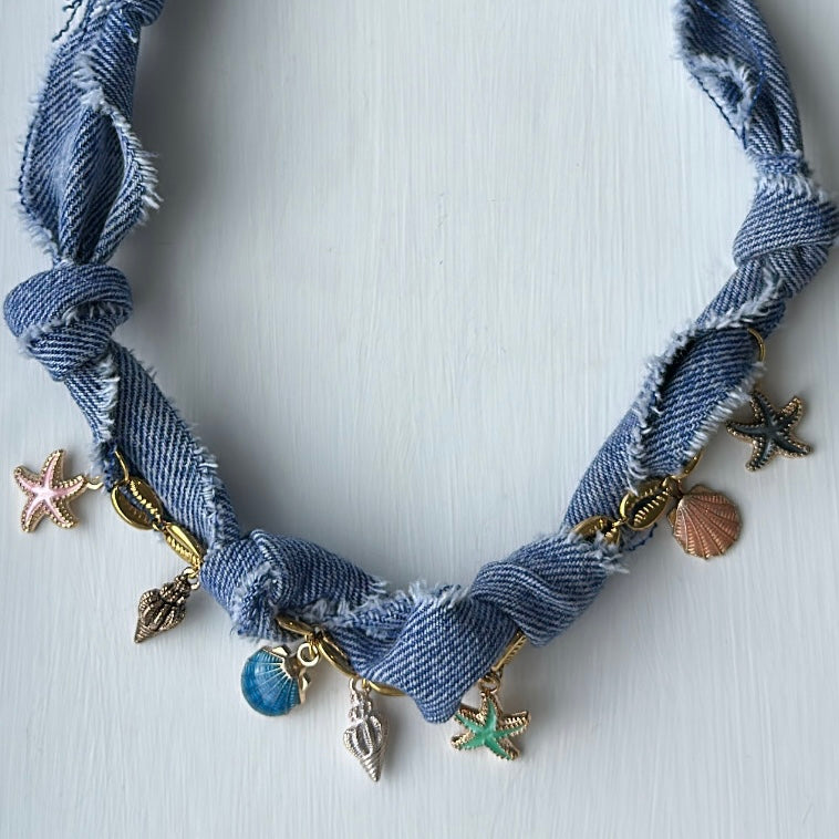 Bandana denim necklace