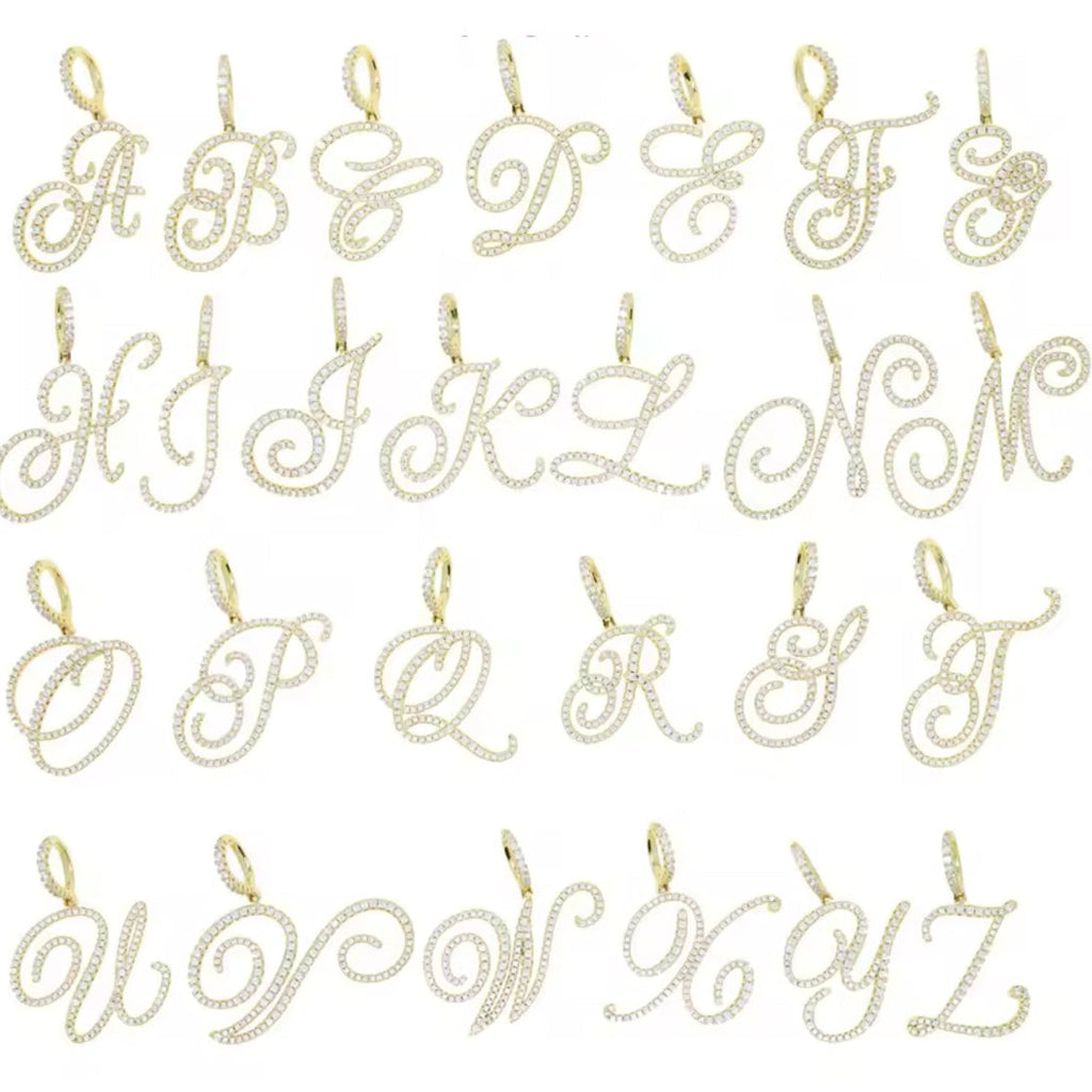 Script diamanté initial necklace