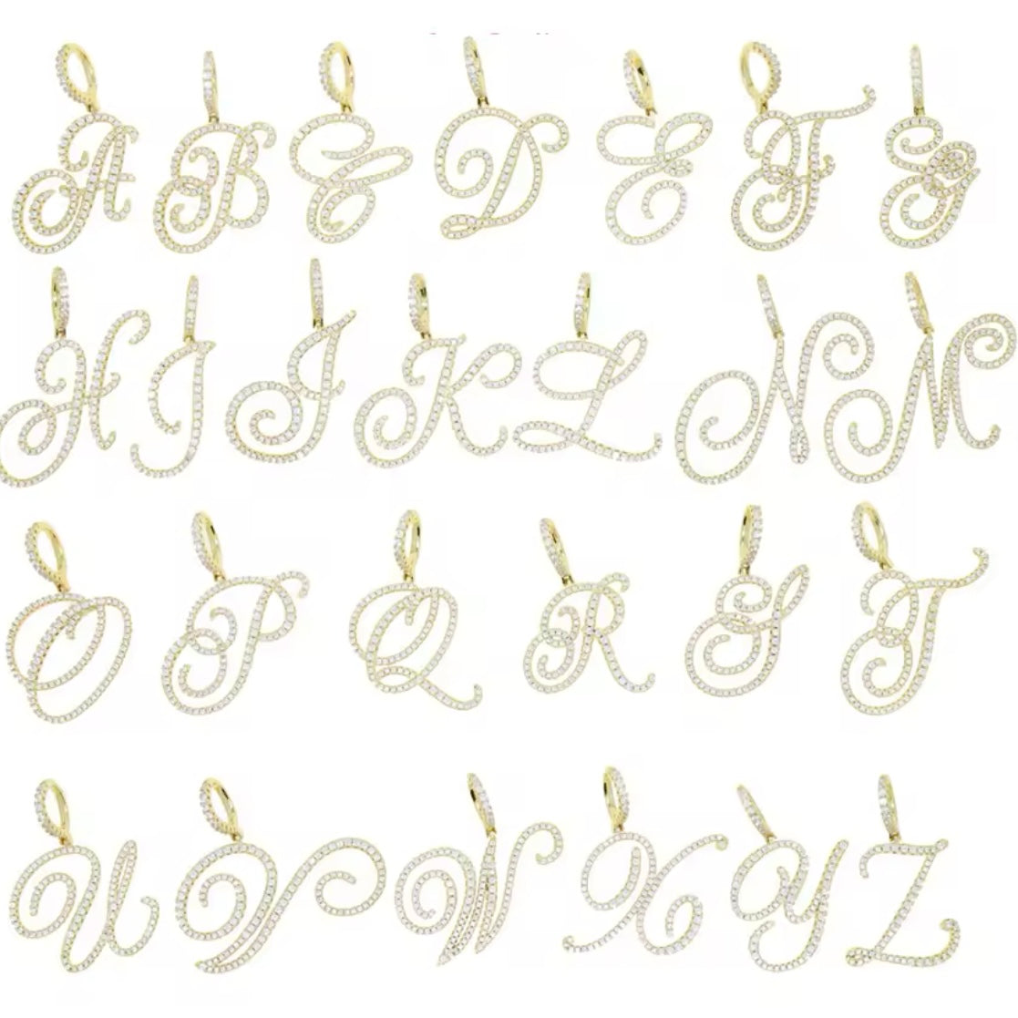 Script diamanté initial necklace