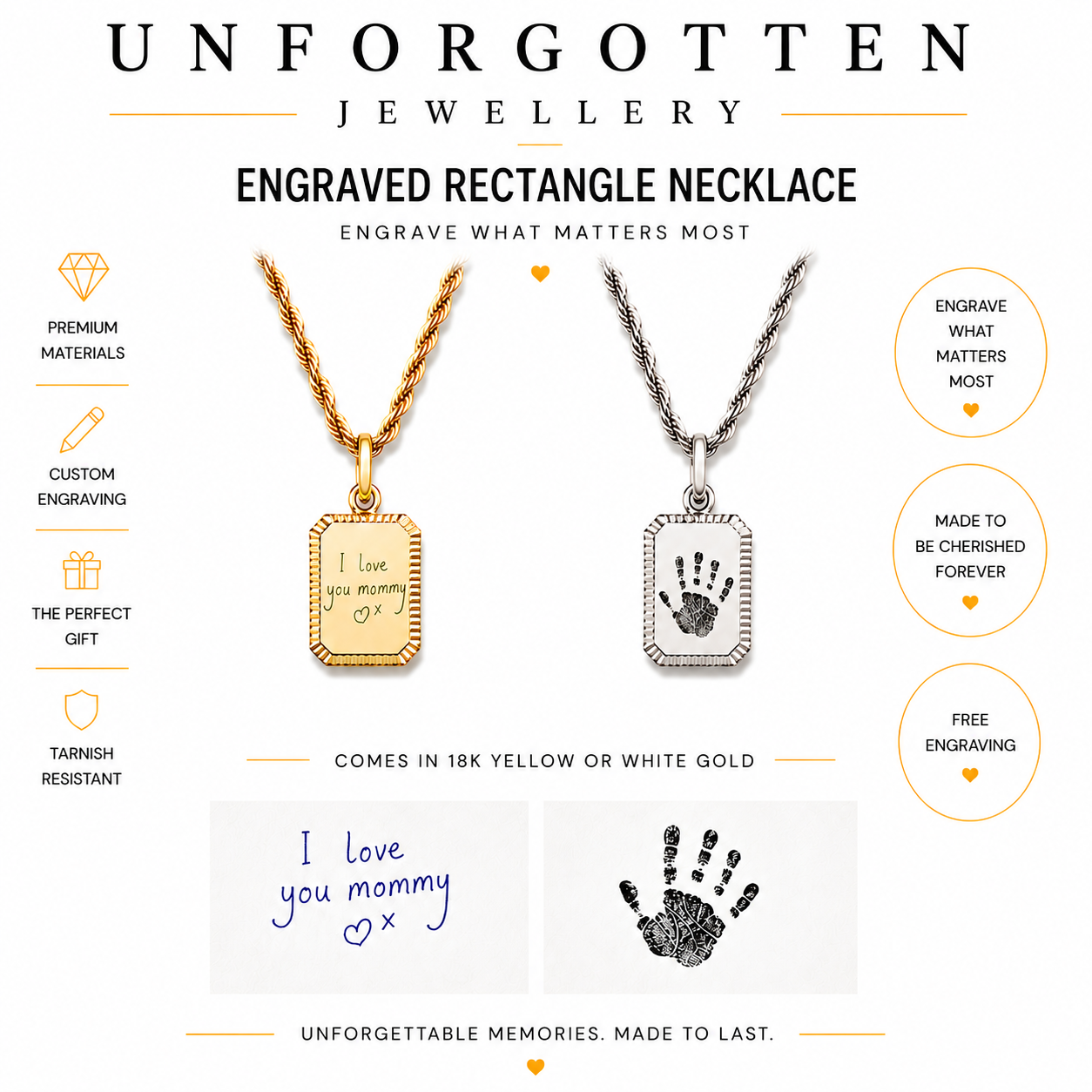 Engraved Rectangle Necklace