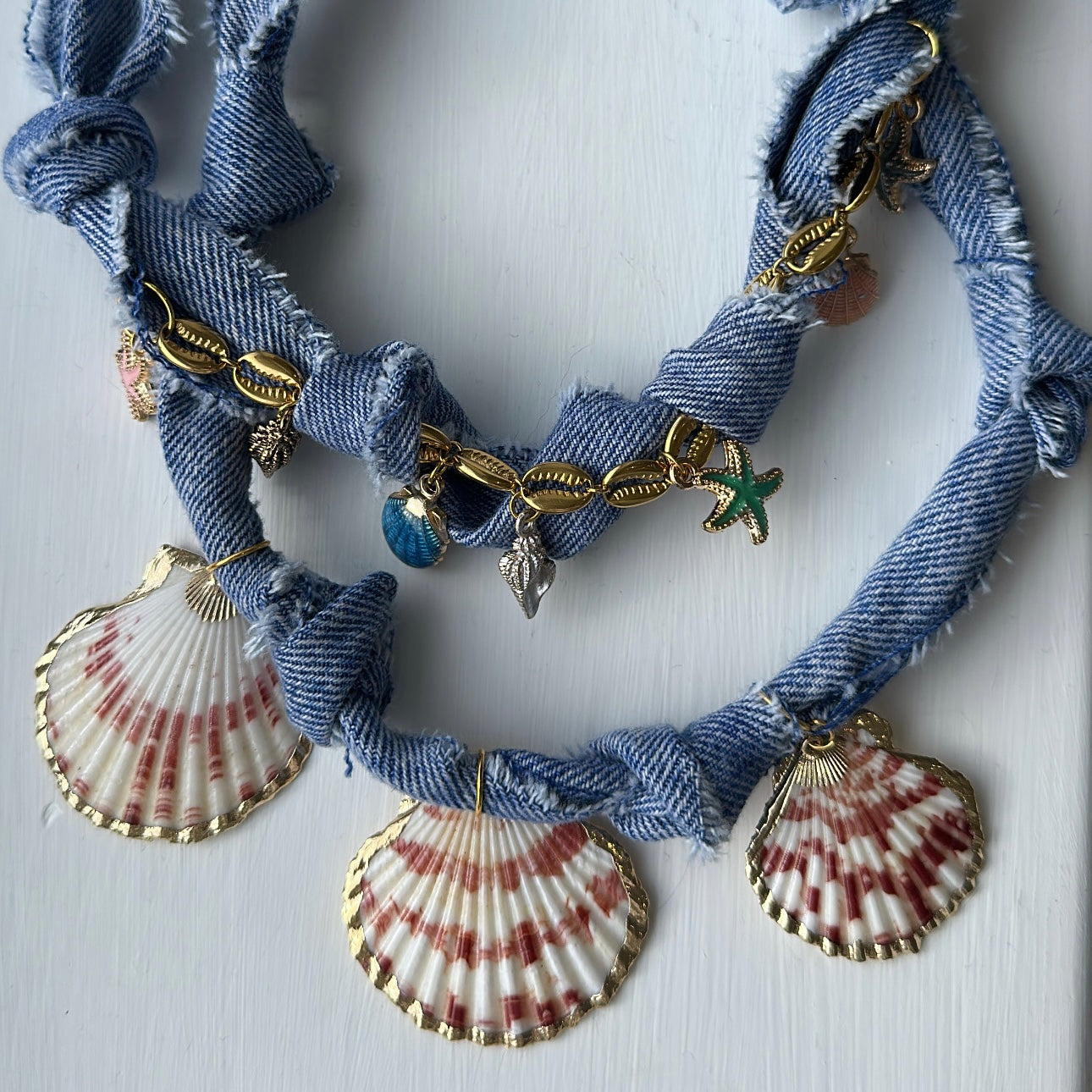 Bandana denim necklace