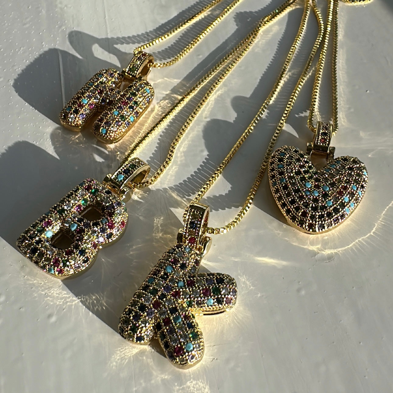 Colour bubble initial necklace