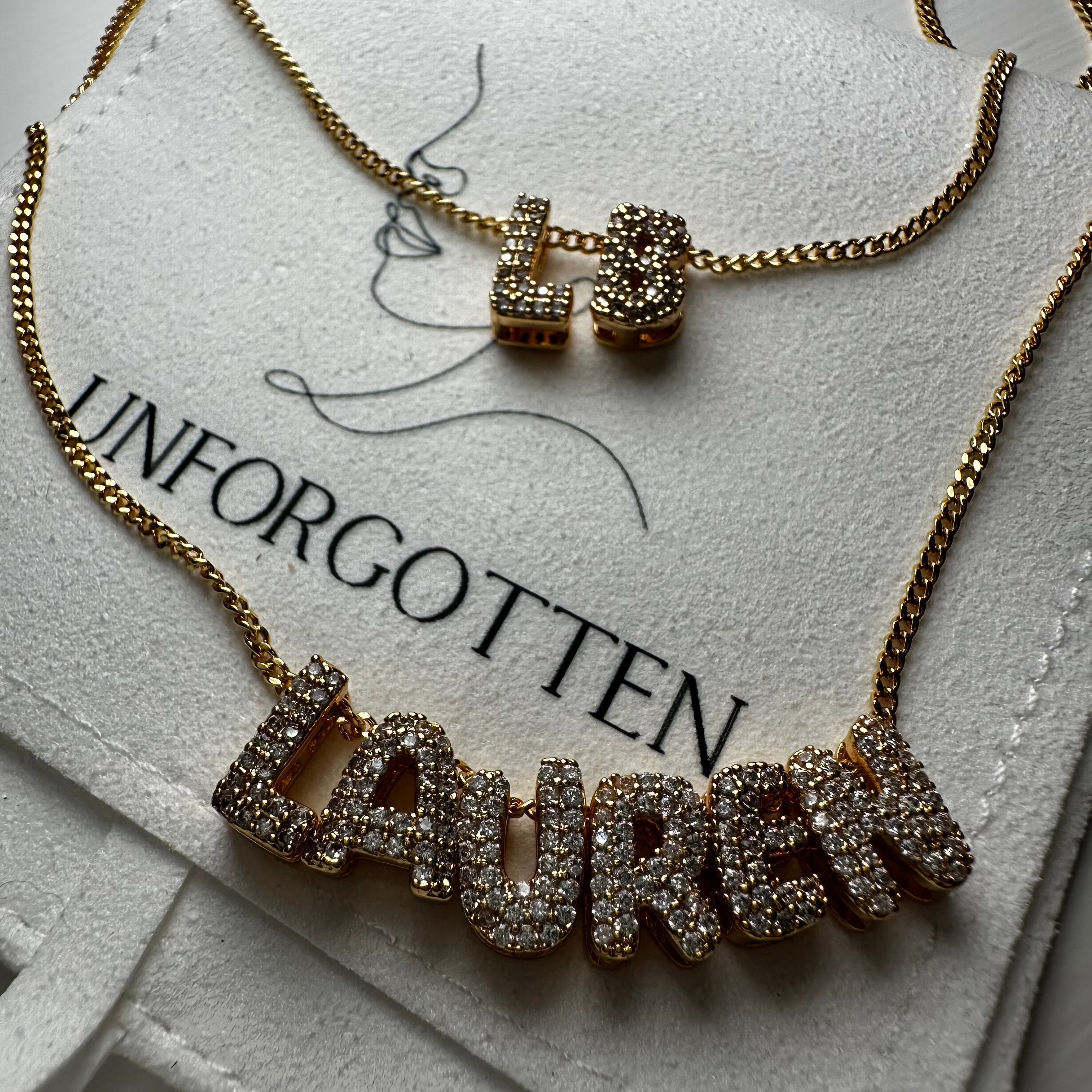 Mini Bubble DIAMANTÉ Name Necklace Single name