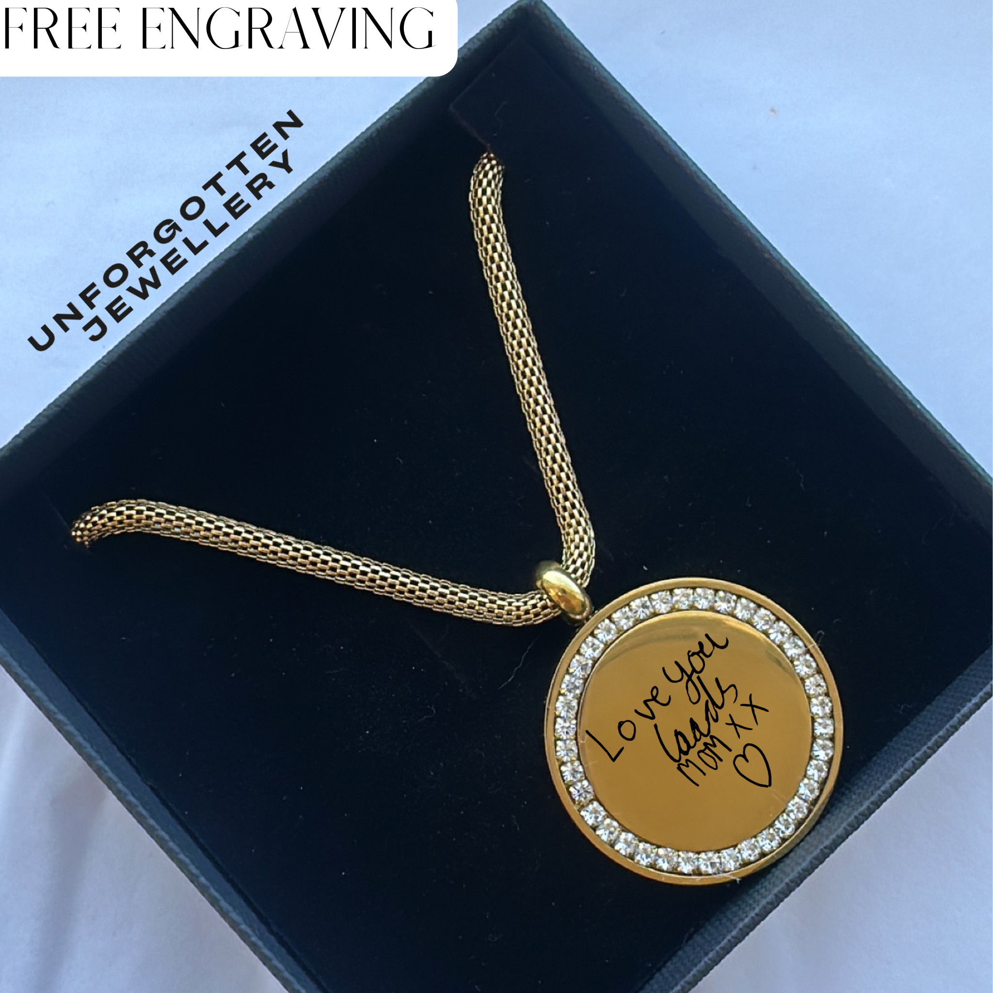 Signature Halo Engraved Necklace