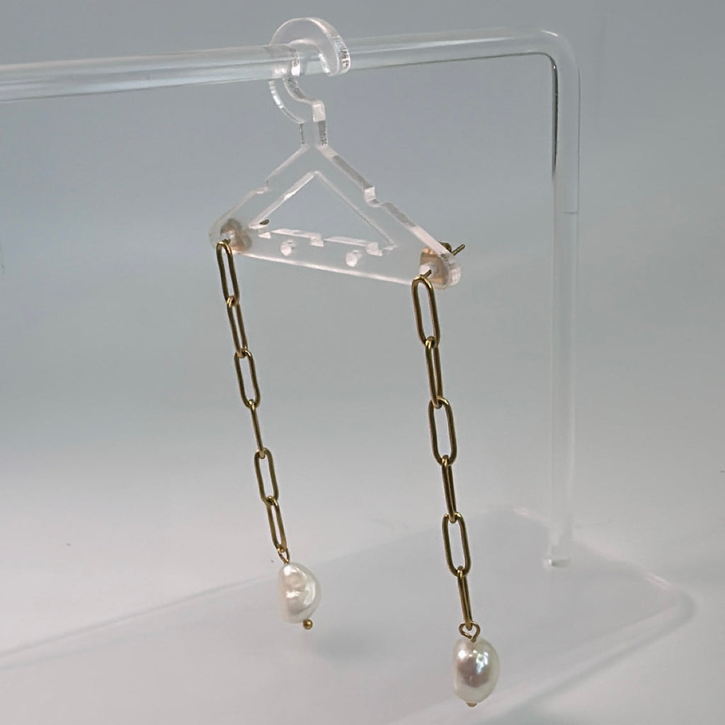 Pearl Chain Drop Earrings