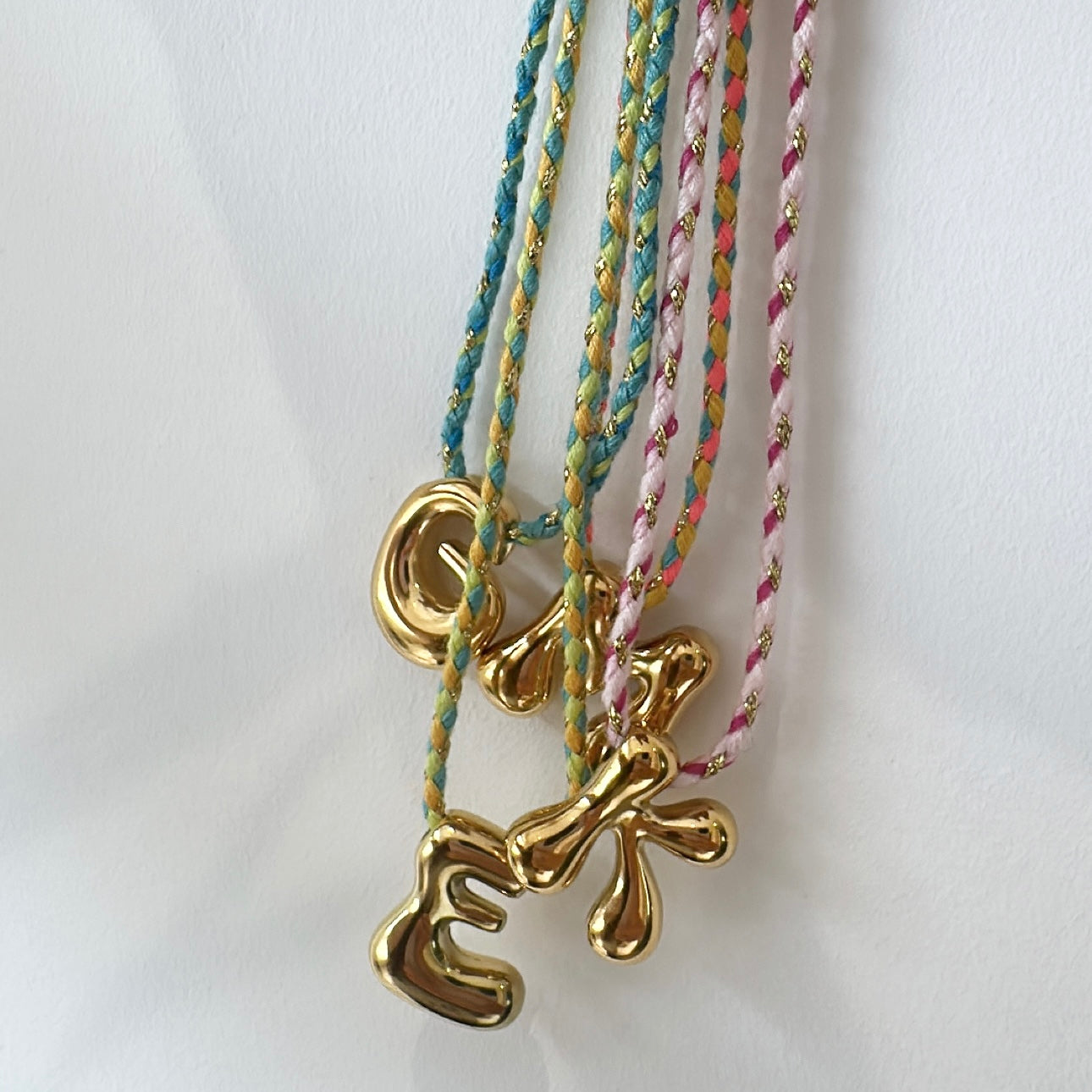 Multi Colour threaded bubble initial bracelet