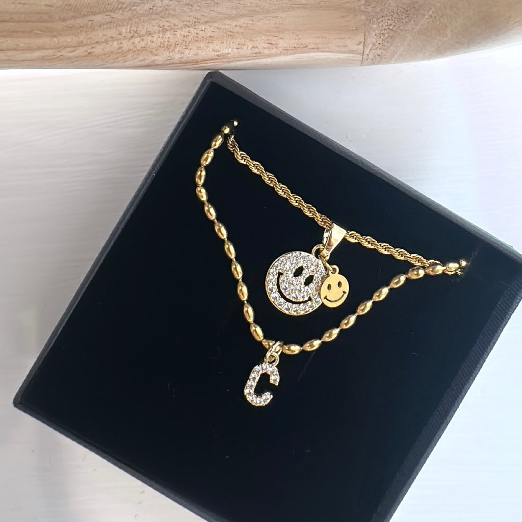 Beaded initial necklace