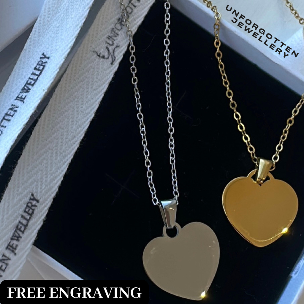 Engraved Classic Heart Pendant Necklace