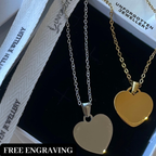 Engraved Classic Heart Pendant Necklace